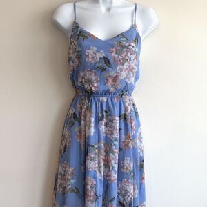 Abercrombie & Fitch Sleeveless French Blue Floral Chiffon Maxi Summer Dress XS